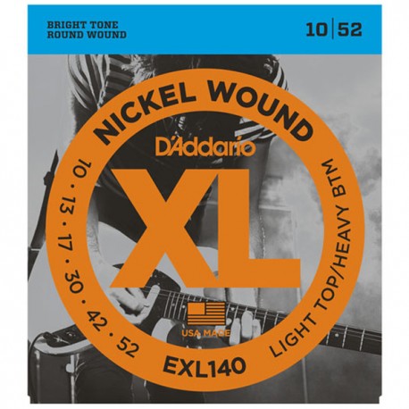 D'Addario EXL140 Set di Corde Rivestite in Nickel per Chitarra Elettrica, Light Top/Heavy Bottom, 10-52