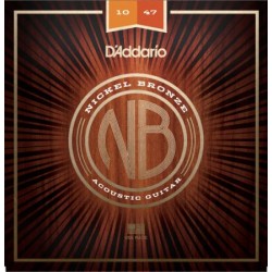 D'ADDARIO NB1047 SET CORDE NICKEL/BRONZO PER CHITARRA ACUSTICA (10-47) X-LITE